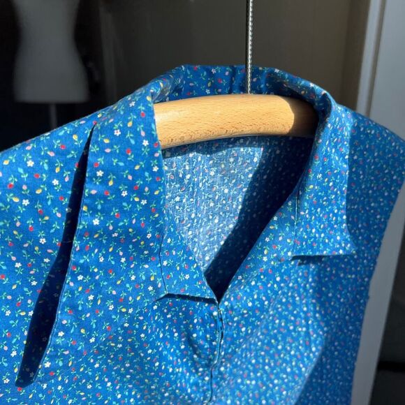 Vintage 70s retro farmcore cotton top daggar collar front zip sleeveless western - Picture 7 of 7